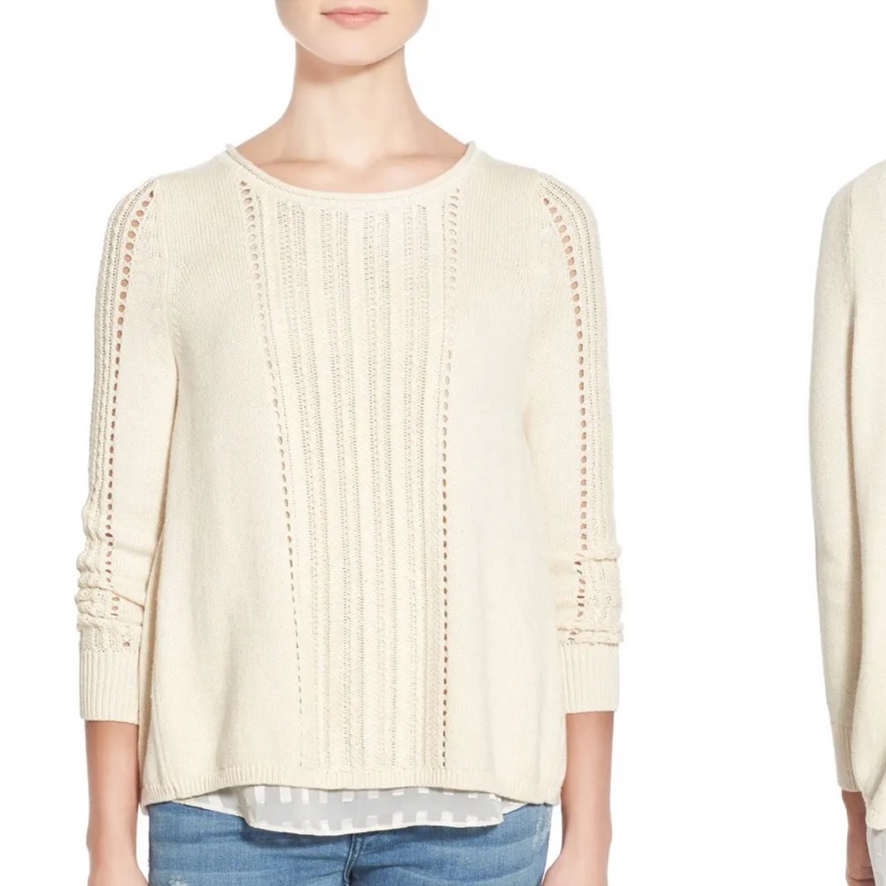 LUCKY BRAND Layer Look Split Back Sweater